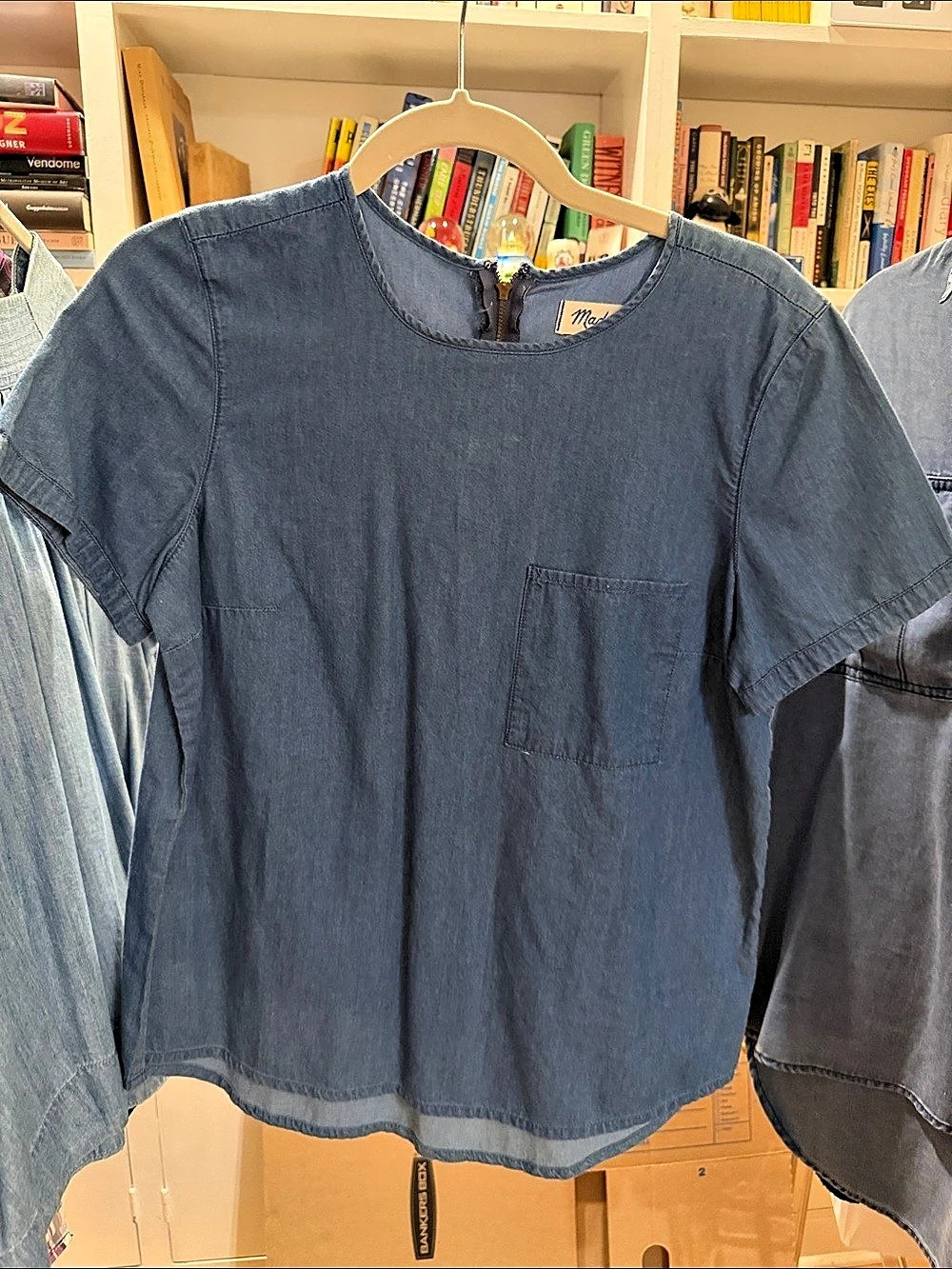 Madewell Short Sleeve Cotton Top in Blue Medium NWT